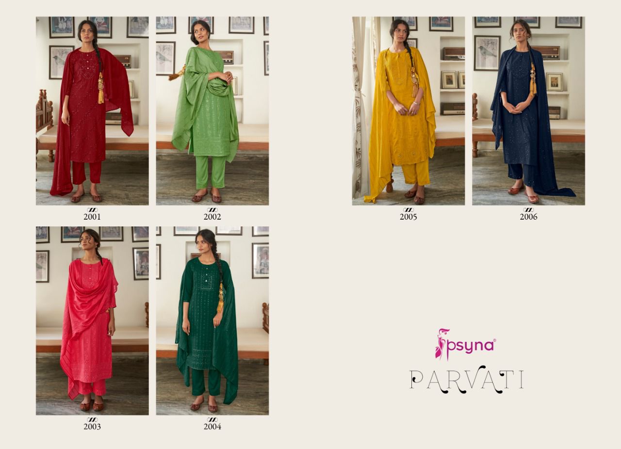 Psyna Parvati 2 Fancy Festive Wear Latest Kurti Pant With Dupatta Collection